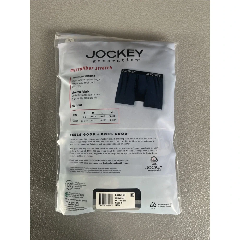 Jockey Generation Black Microfiber 3 Pack B Boyd‎ Boxer Briefs Size L 14-16.